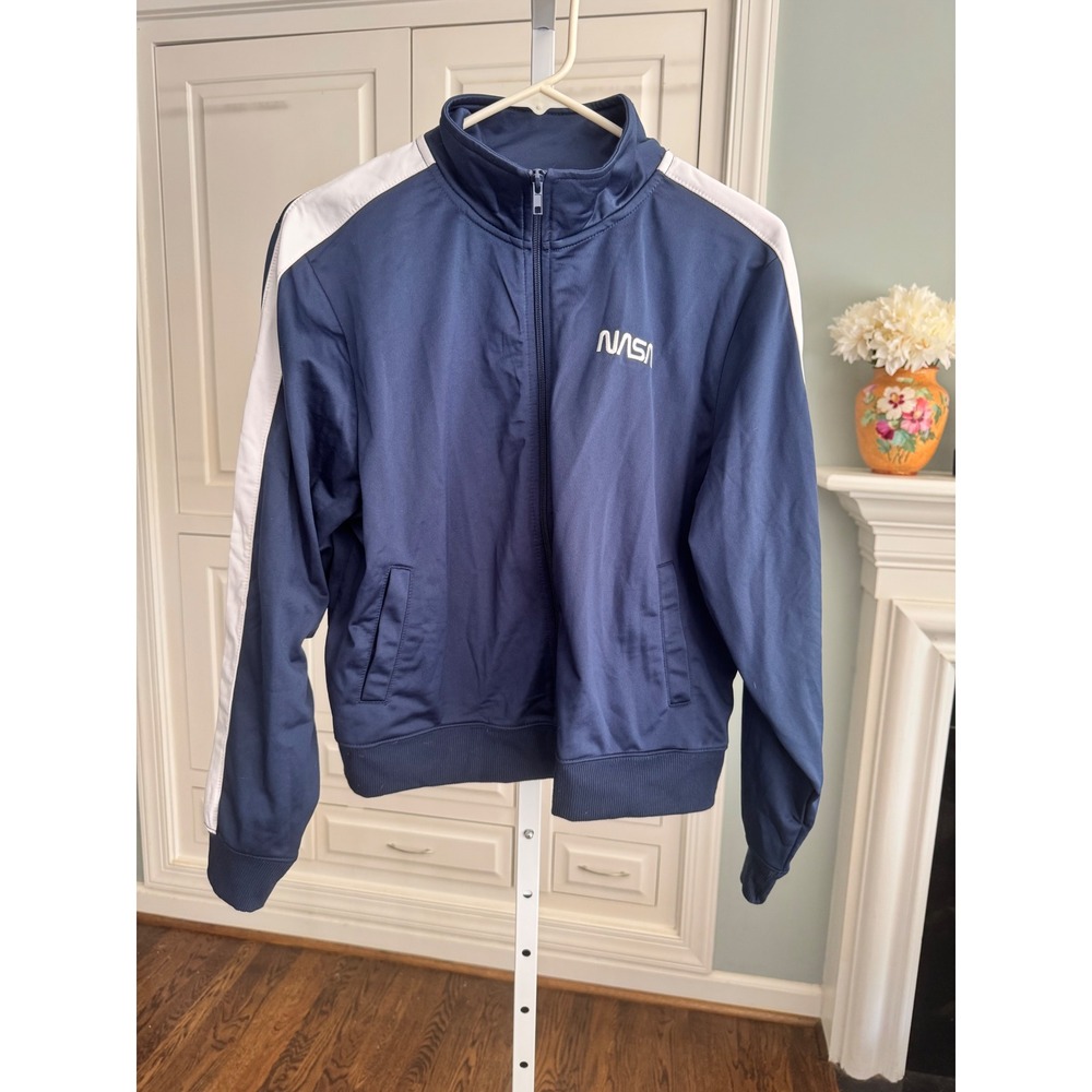NWT Mighty Fine NASA Boys Track Jacket Navy‎ Space Shuttle Graphic Zip Up Large